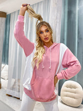 Oversized Color Block Hoodie with Kangaroo Pocket Sweatshirt Sai Feel